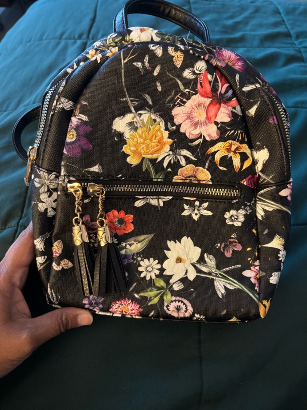 Floral Mini Backpack - Black Multi